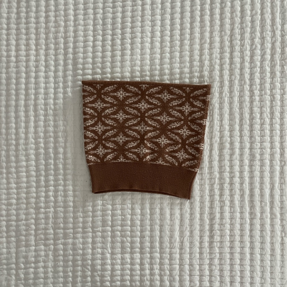 Free People Brown and Cream Patterned Crop Top